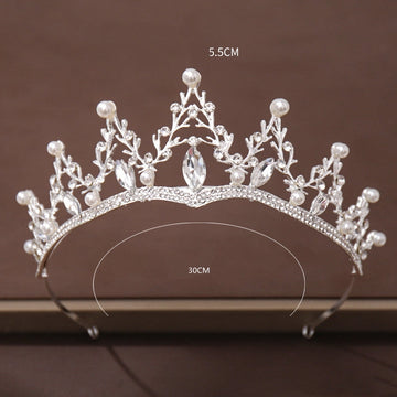 Silver-Tone Pearl and Crystal Bridal Tiara
