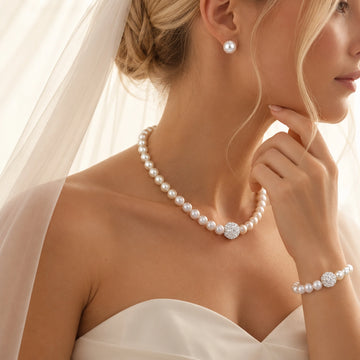 Classic Pearl Bridal Jewelry Set with Crystal Accents