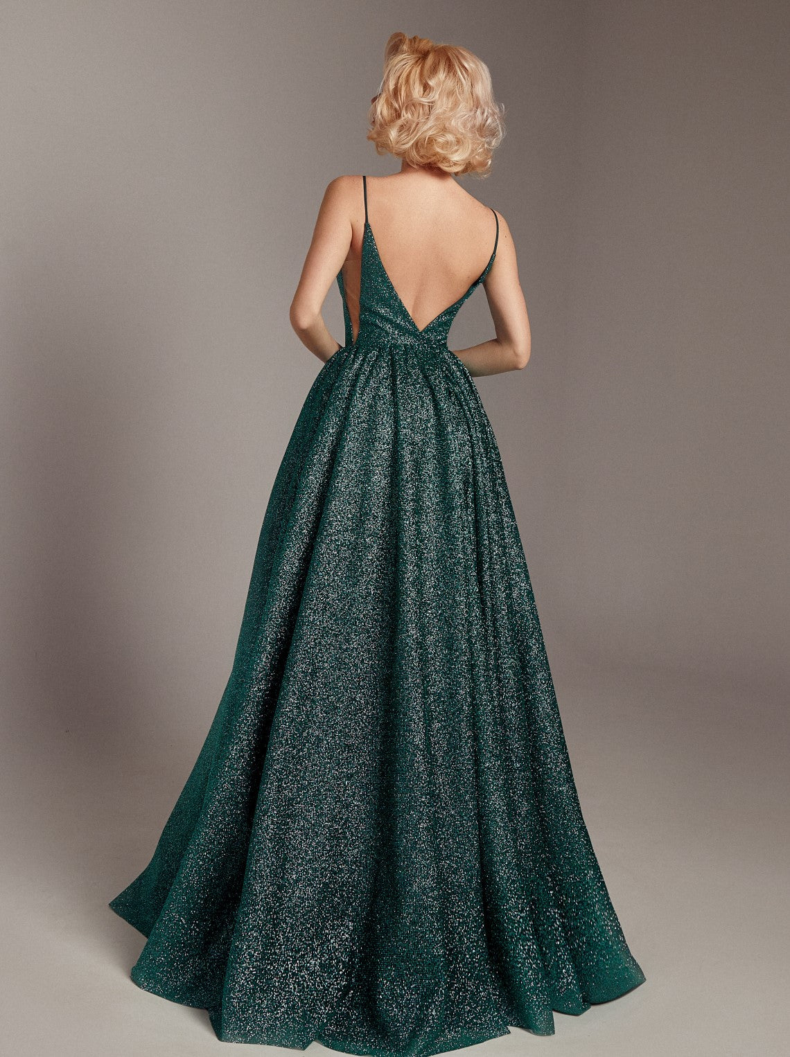 Vestido de noche con lentejuelas, tirantes finos, escote en V profundo, espalda baja, brillante, para fiesta de graduación, estilo A-Line, para gala de noche, fiesta formal
