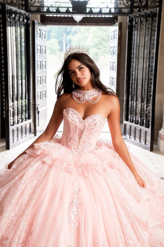 Ball Gown Sweetheart Off Shoulder Corset Back Train Quinceañera Dress