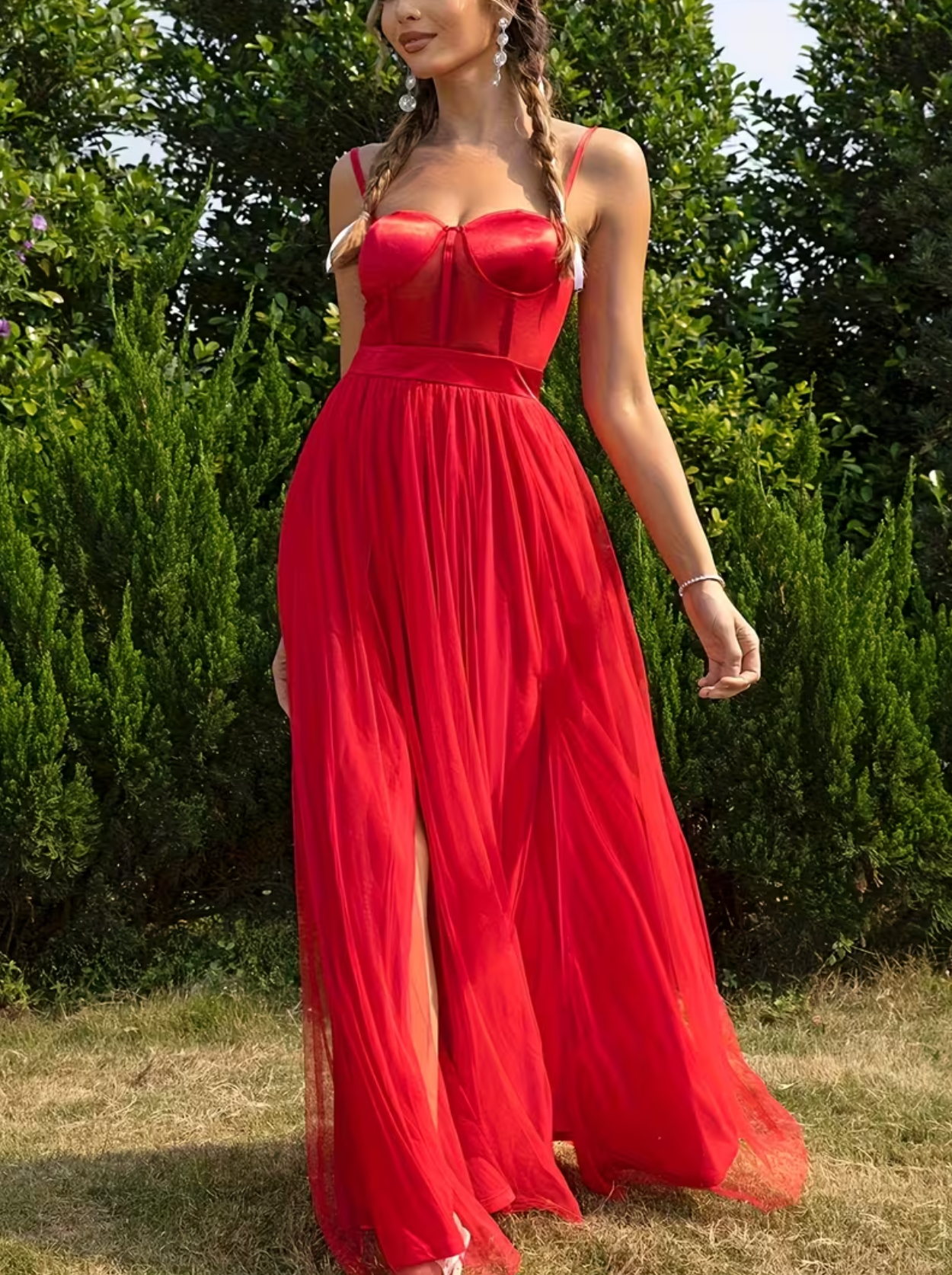 Vestido de Noche Formal Elegante para Mujer Largo sin Mangas, Línea A para Fiestas, Bodas y Graduaciones, Vestido Maxi con Cuello en V y Dobladillo con Abertura