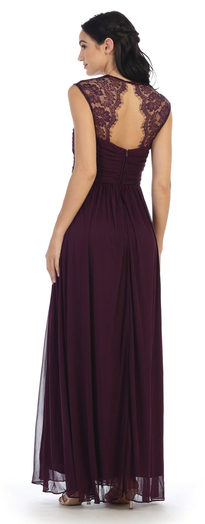 Women's Sleeveless Sweetheart Lace & Chiffon Long Formal Sleeveless Chiffon Maxi Dress Bridesmaid Dresses