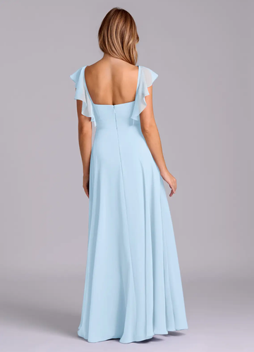 Women's Formal Dress A-Line Sleeveless Deep V-Neck Gown with Pleated Chiffon Bridesmaid Dresses