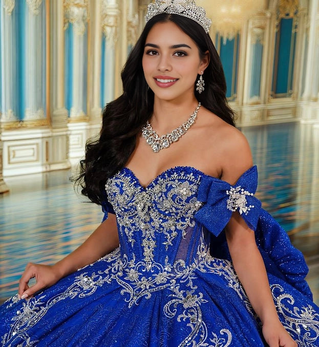 Ball Gown Sweetheart Off Shoulder Bow Back Train Quinceañera Dress
