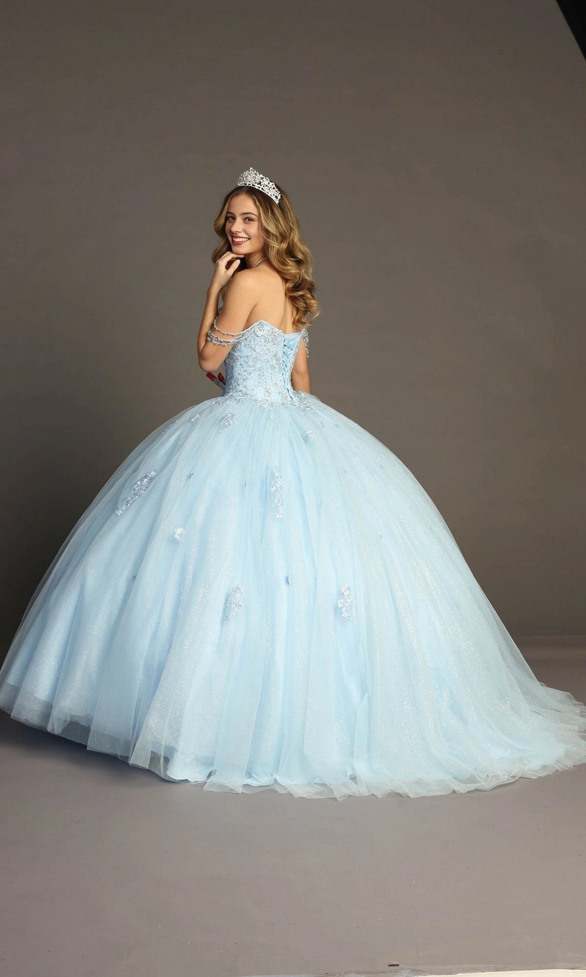Gorgeous Ball Gown Sweetheart Crystal Strap Lace‑Up Back Floor Length Quinceanera Dress