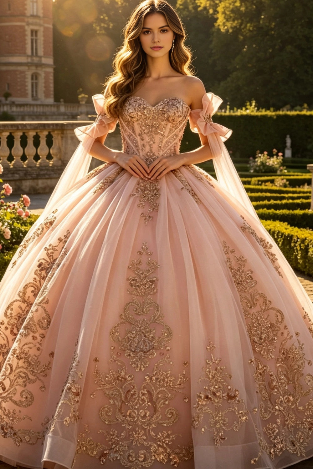 Luxury Ball Gown Off Shoulder Corset Back Floor Length Quinceanera Dress