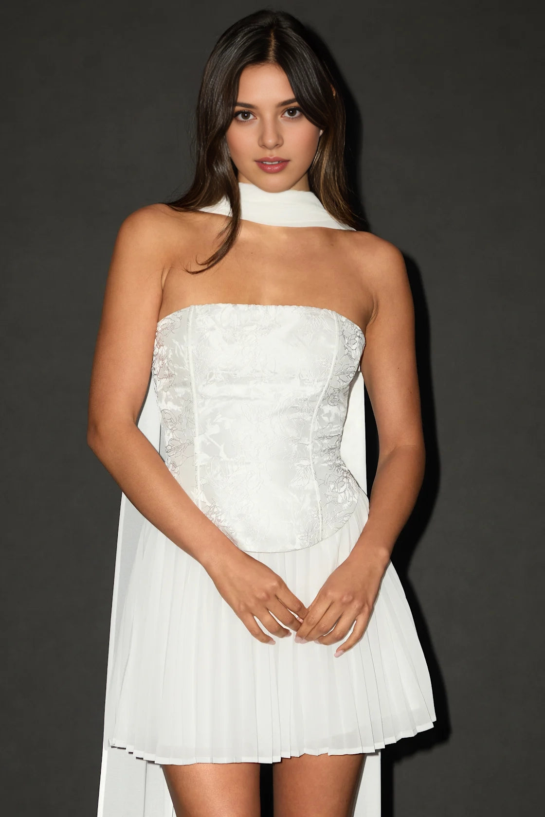 Lace Pleated A-Line Strapless Sleeveless Lace Up Back Mini homecoming Dress