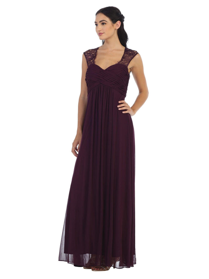 Women's Sleeveless Sweetheart Lace & Chiffon Long Formal Sleeveless Chiffon Maxi Dress Bridesmaid Dresses