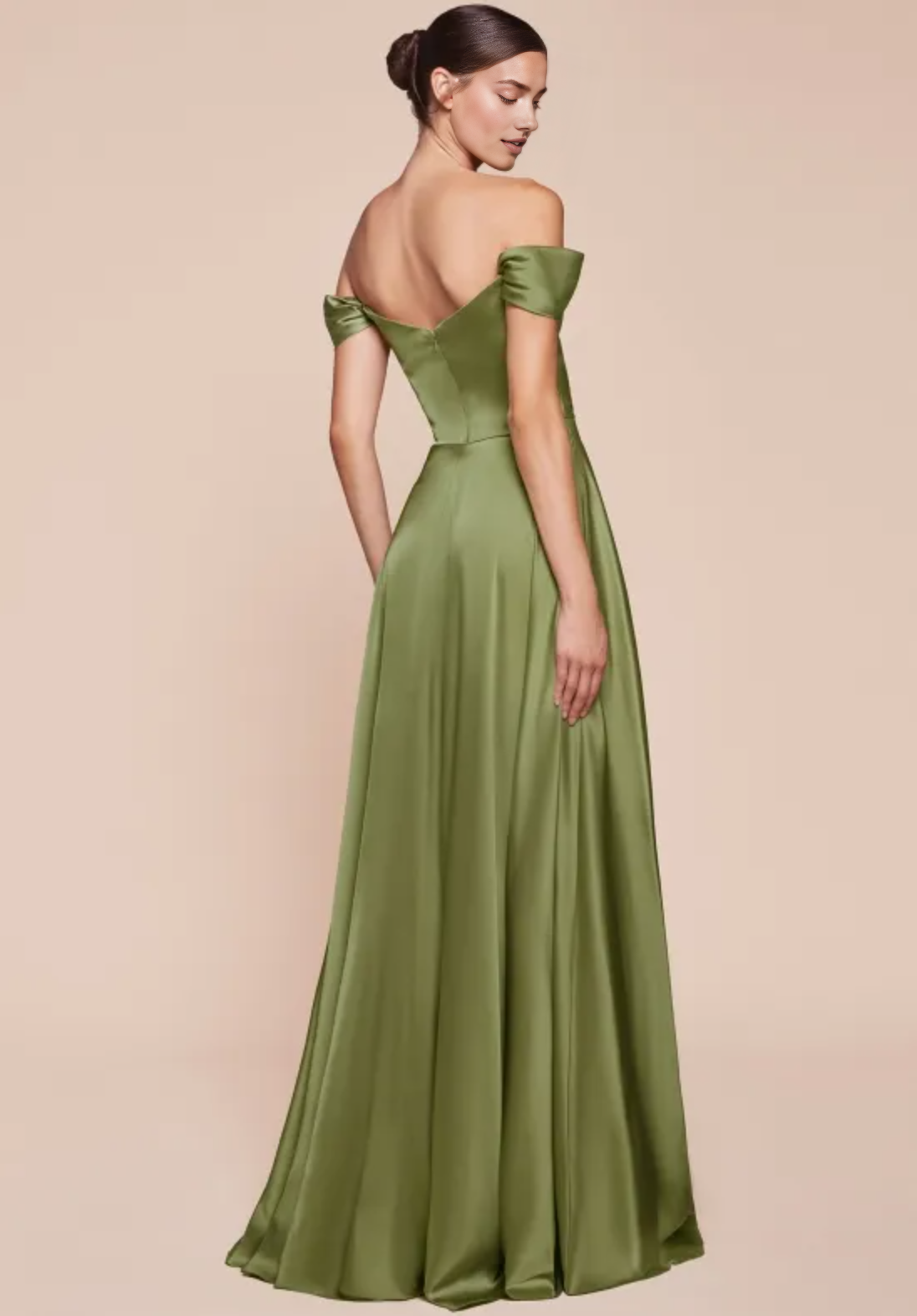Elegant A-Line Floor length Satin Bridesmaid Dresses for Outdoor Off-Shoulder Satin Formal Gowns With Slit