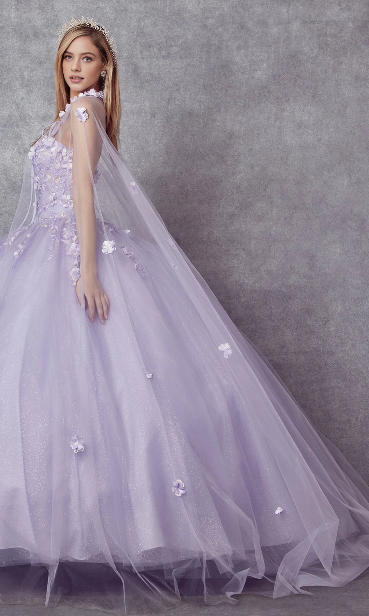 Stunning Ball Gown Sweetheart Detachable Cape Lace‑Up Back Floor Length Quinceanera Dress