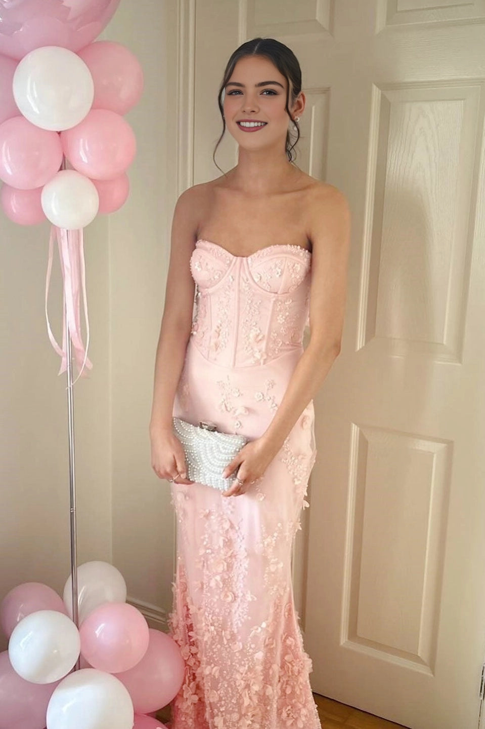 Mermaid‑fit Sweetheart‑neck Strapless Solid‑back Floor‑length Prom Dress
