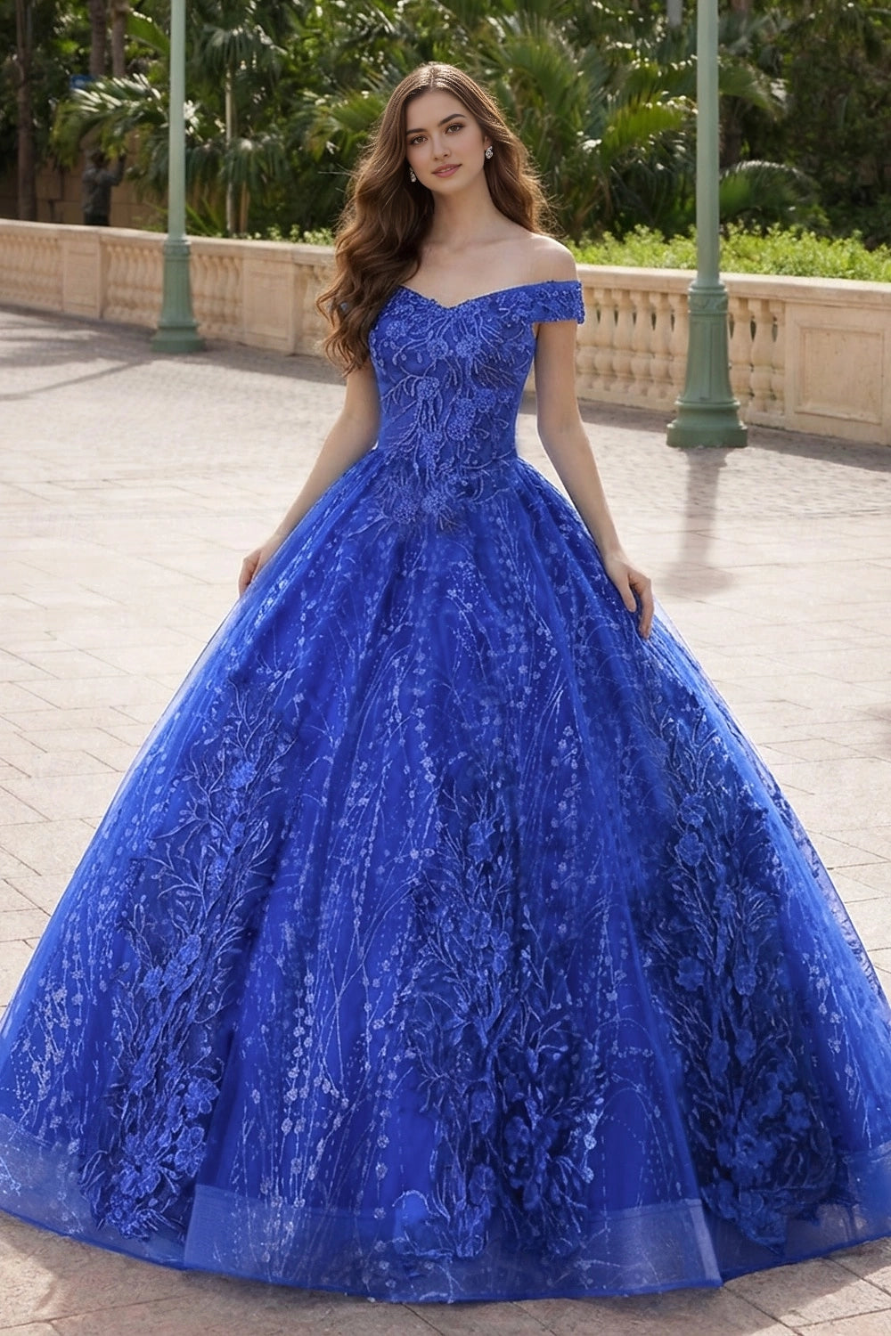 Pastel Ballgown Off Shoulder Short Sleeve Lace Up Back Floor Prom Dress