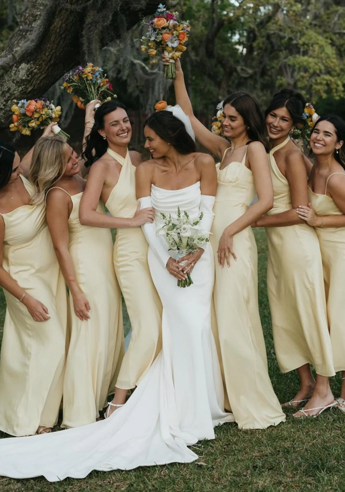 Classic Mermaid Strapless Satin Charmeuse Solid White Bridal Gown Wedding Dress with Sweep Train