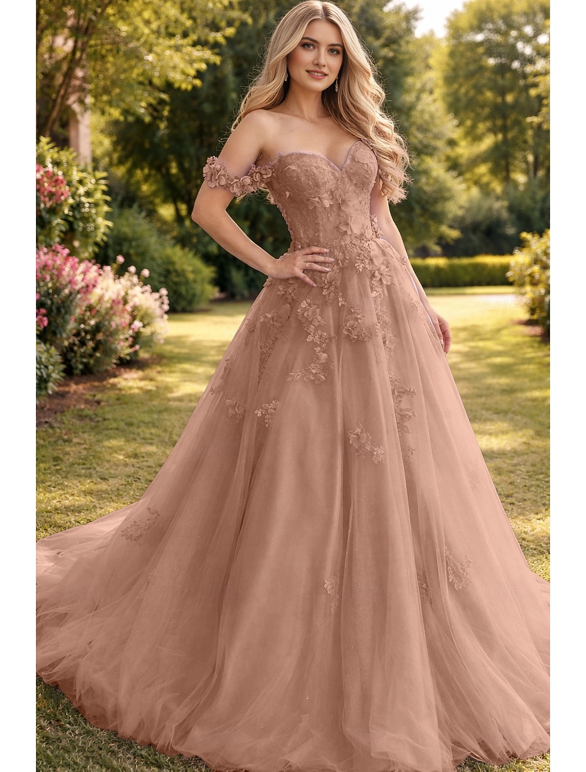 Soft Mint A-Line Off Shoulder Strapless Open Back Train Prom Dress