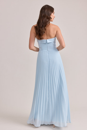 Elegant Strapless Chiffon Pleated Maxi Dress Party Wedding Guest Bridesmaid Dresses