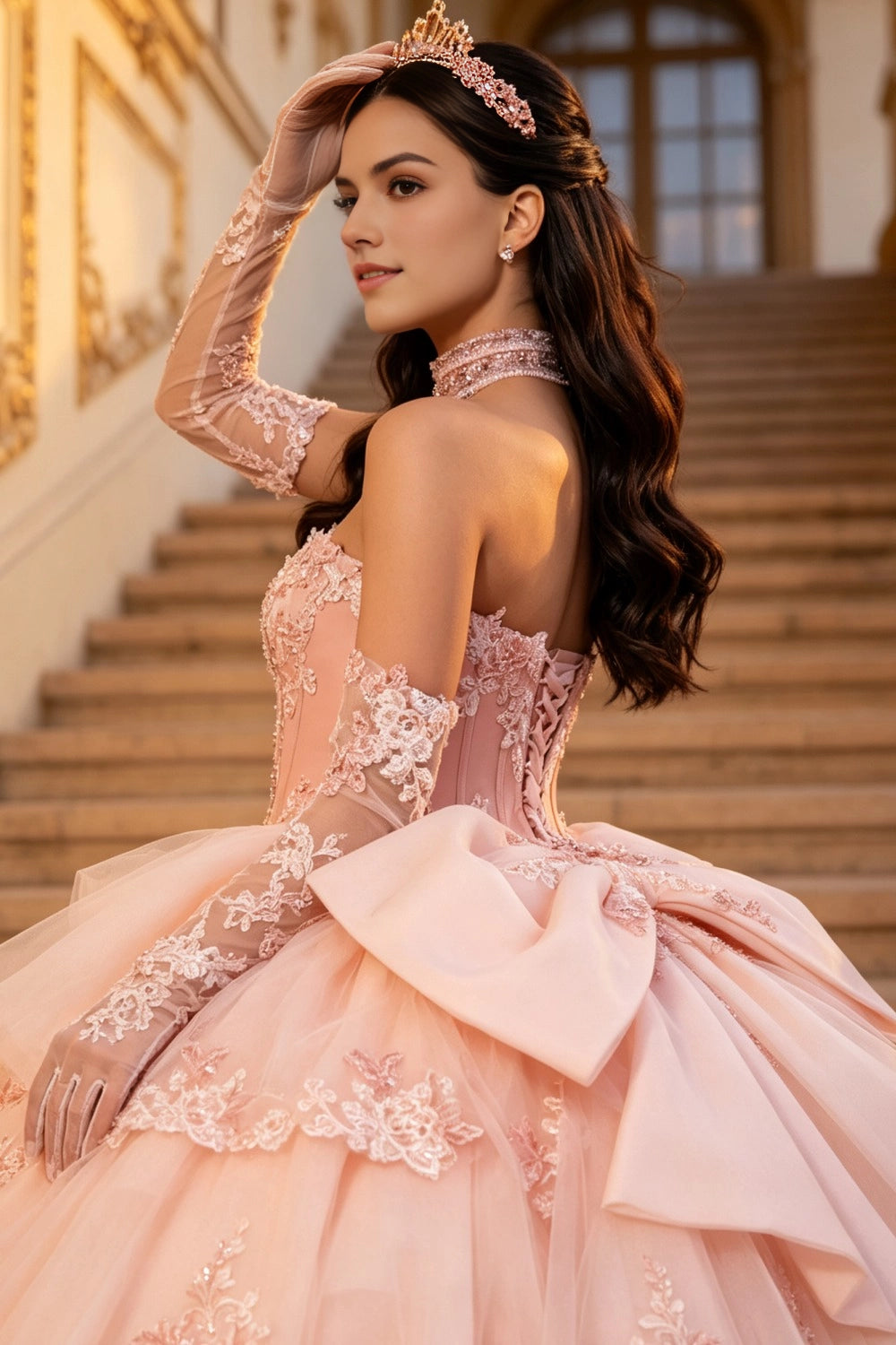 Elegant Ball Gown Strapless Corset Back Floor Length Quinceanera Dress