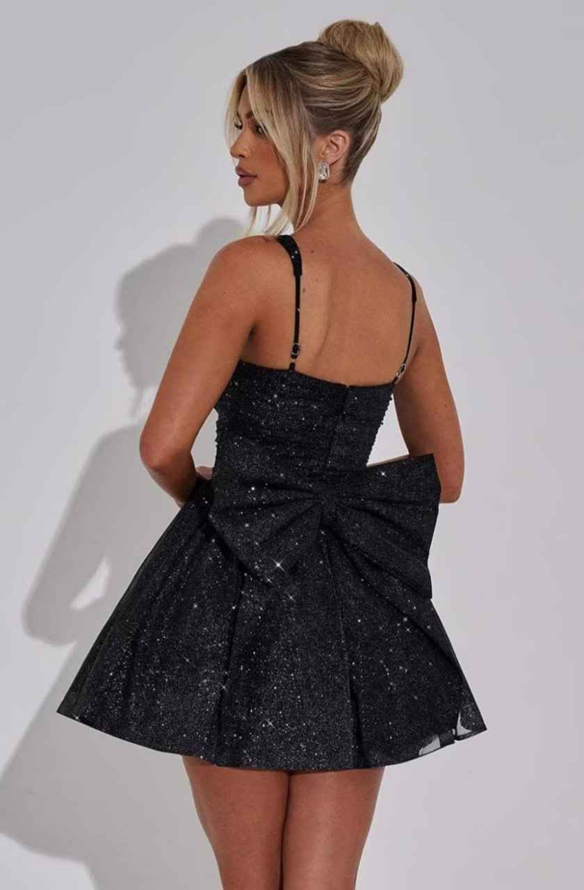 Glitter Sweetheart Neckline Party Dress for Homecoming - Corset A-Line Bow-Back Corset Mini Dress