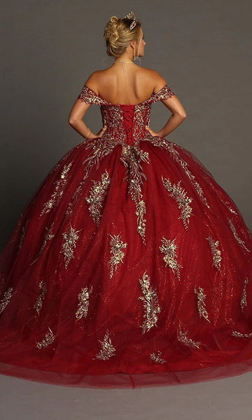 Vedress burgundy quinceanera ball gown corset lace‑up back floor length dress back view