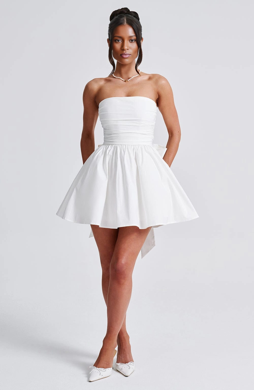 Glitter A-Line Strapless Sleeveless Bow Back Mini Homecoming Dress