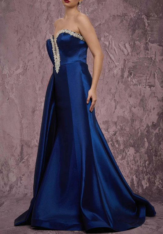 Luxurious Mermaid Off-the-Shoulder Sleeveless Lace-Up Court Train Evening Gown