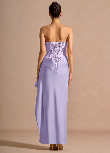 Mermaid Strapless Sleeveless Lace Satin Maxi Scarf Lace-up Formal Evening Dress