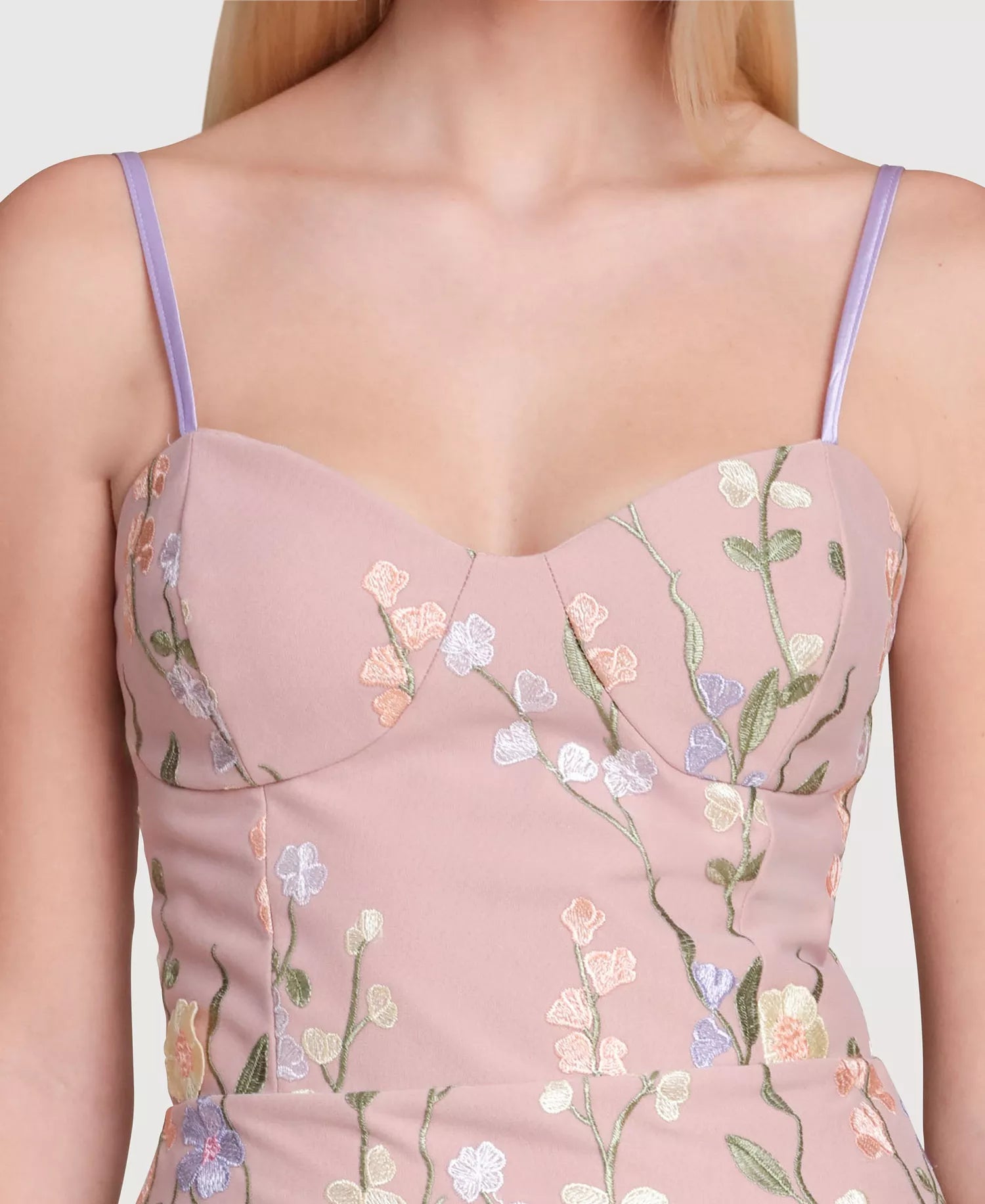 3D Floral Embroidery Sweetheart Neck Midi Cocktail Dress