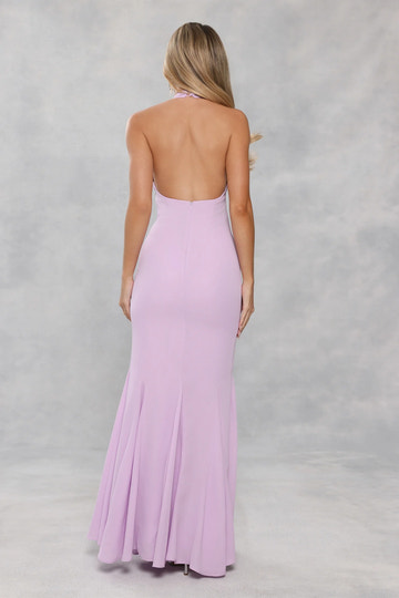 Vestido largo de fiesta de noche formal con cuello halter, espalda descubierta y diseño de flores en 3D tipo sirena