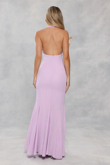 Mermaid 3D Flower Halter Neck Open Back Maxi Formal Evening Prom Dress