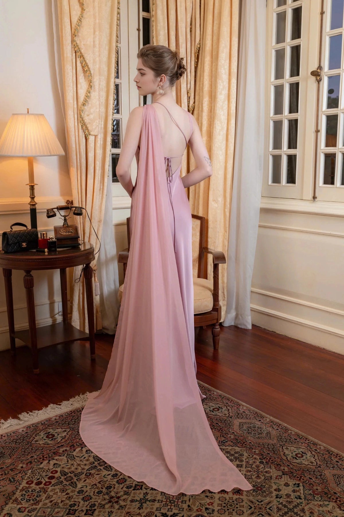 Elegant Mermaid One‑Shoulder Sleeveless Lace‑Up‑Back Floor‑Length Wedding Dress