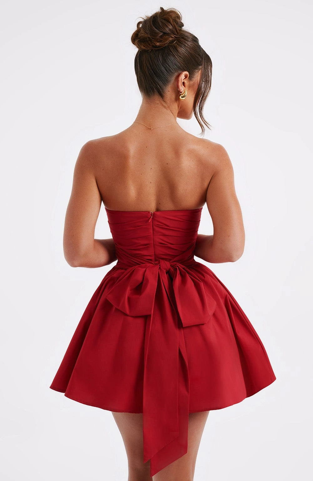 Glitter A-Line Strapless Sleeveless Bow Back Mini Homecoming Dress