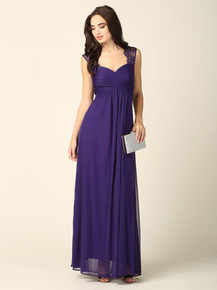 Women's Sleeveless Sweetheart Lace & Chiffon Long Formal Sleeveless Chiffon Maxi Dress Bridesmaid Dresses