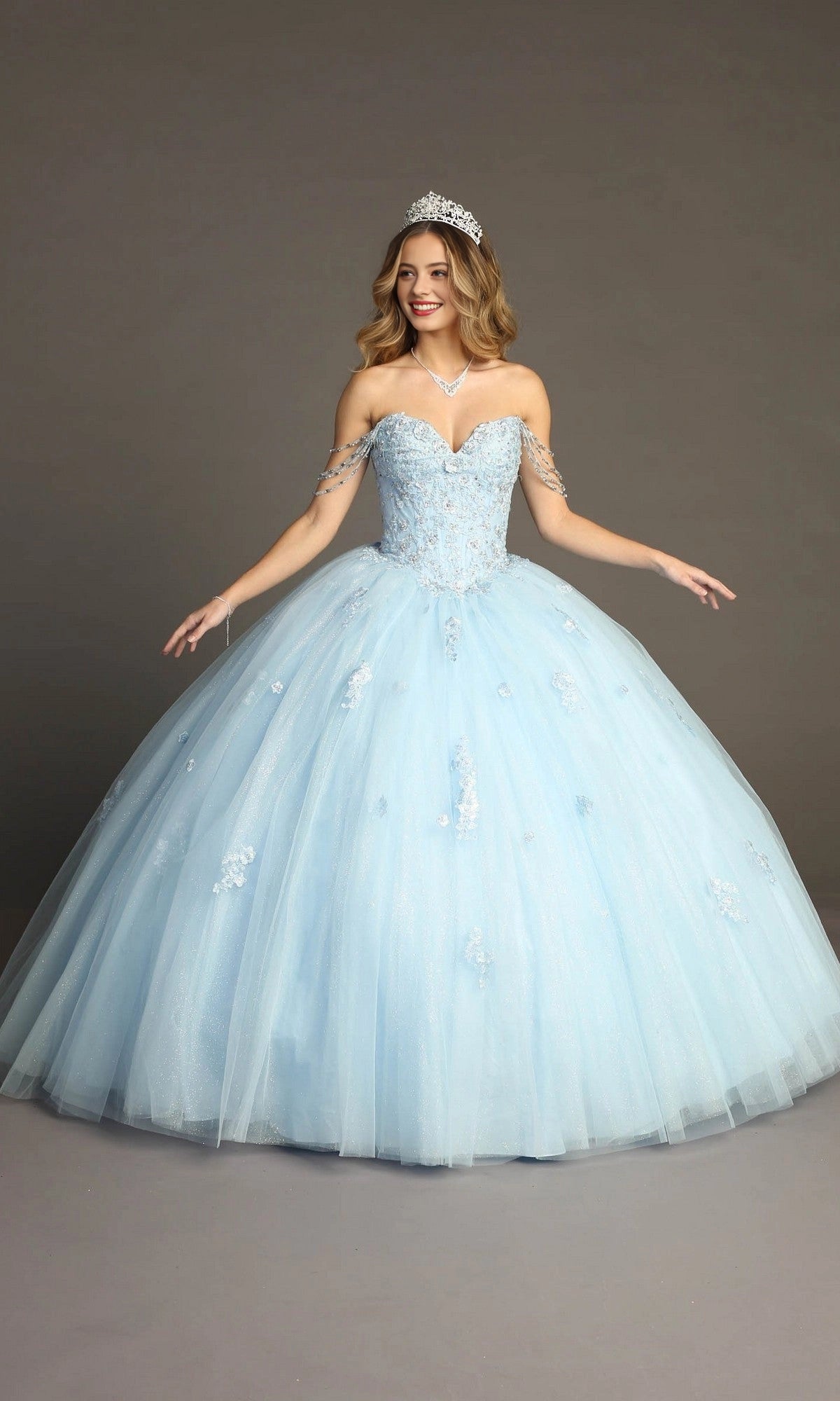 Gorgeous Ball Gown Sweetheart Crystal Strap Lace‑Up Back Floor Length Quinceanera Dress
