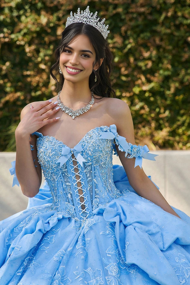 Ball Gown Off Shoulder Corset Lace Up Floral Quinceañera Dress