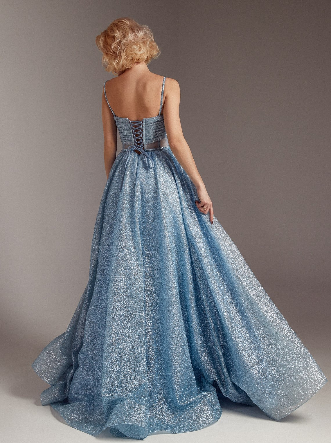 SparklingSequin Off-the-Shoulder Ball Gown Prom Dress A-Line Princess Ball gown Lace up Corset Sparkle Evening Dress