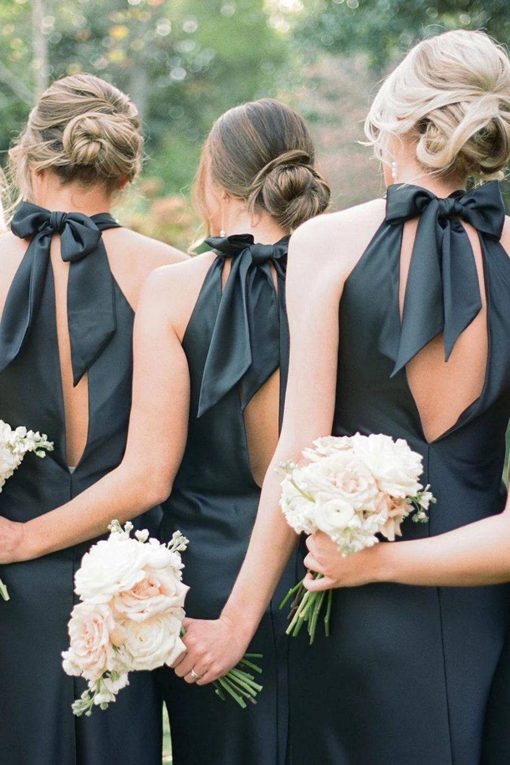 Beauty Sheath Satin Solid Charmeuse Halter Neck Long Evening Gown Bridesmaid Dress with Bowknot