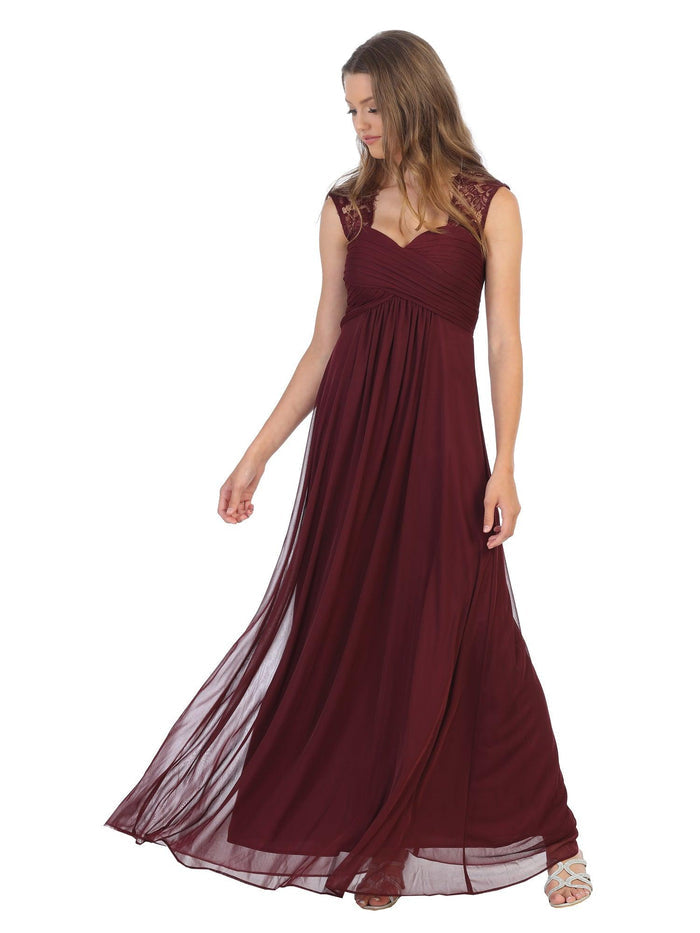 Women's Sleeveless Sweetheart Lace & Chiffon Long Formal Sleeveless Chiffon Maxi Dress Bridesmaid Dresses