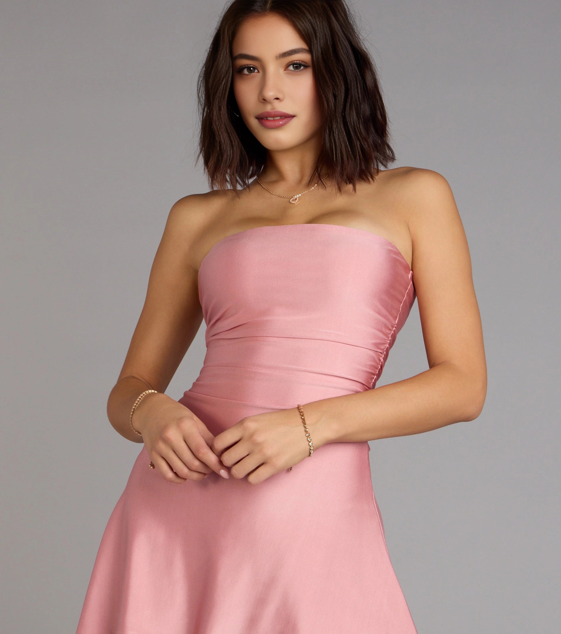 Chic Bodycon Strapless Sleeveless Open Back Asymmetrical Mini Homecoming Dress