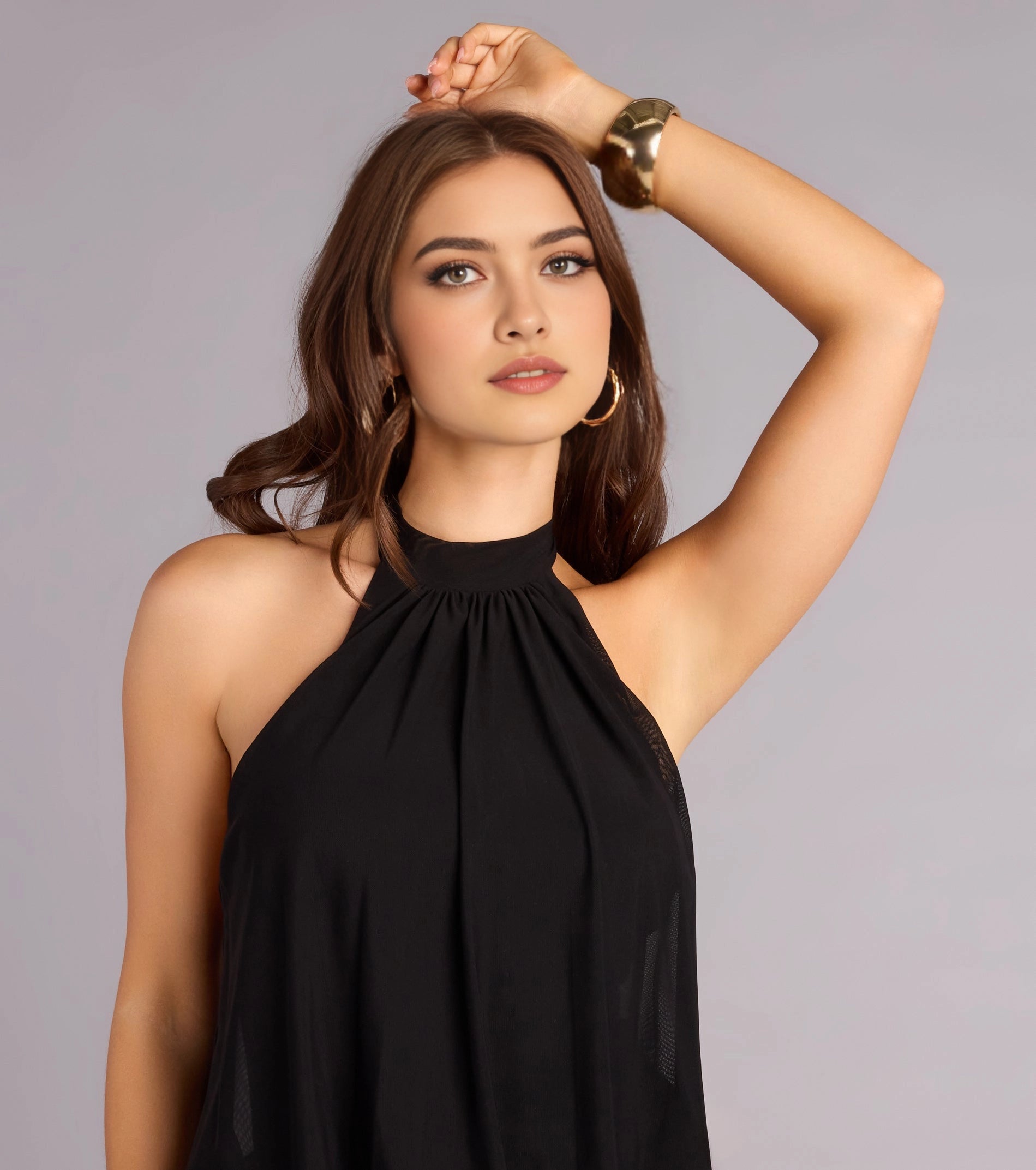Burgundy Chiffon FitFlare Halter UBack Tie Ruffle Mini Homecoming Dress
