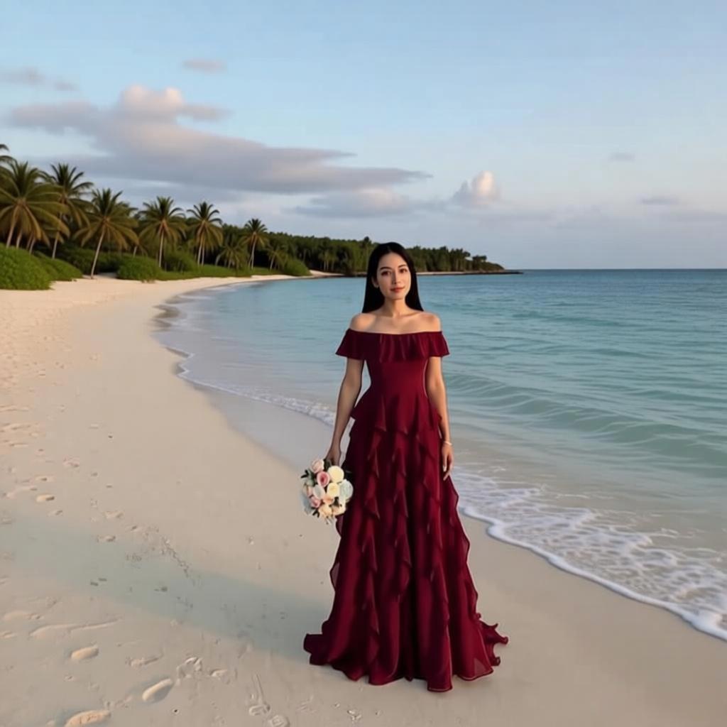 Off-the-Shoulder Ruffled Chiffon Bridesmaid Dress - Floor-Length Formal Evening Gown
