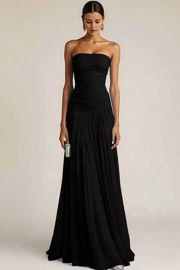 Graceful A-Line Strapless Sleeveless Chiffon Ruched Evening Dress