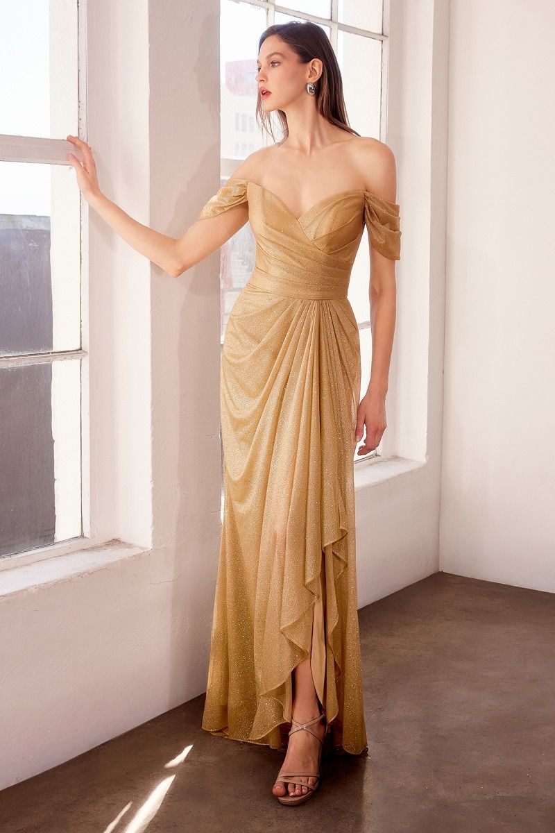 Wedding Guest Glitter Off-the-Shoulder Sweetheart Maxi Dress - Elegant Ruched Formal Evening Gown for Women