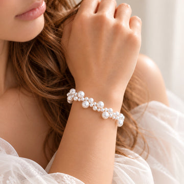 Natural Freshwater Pearl Cluster Bracelet with Gold-Plated Accents