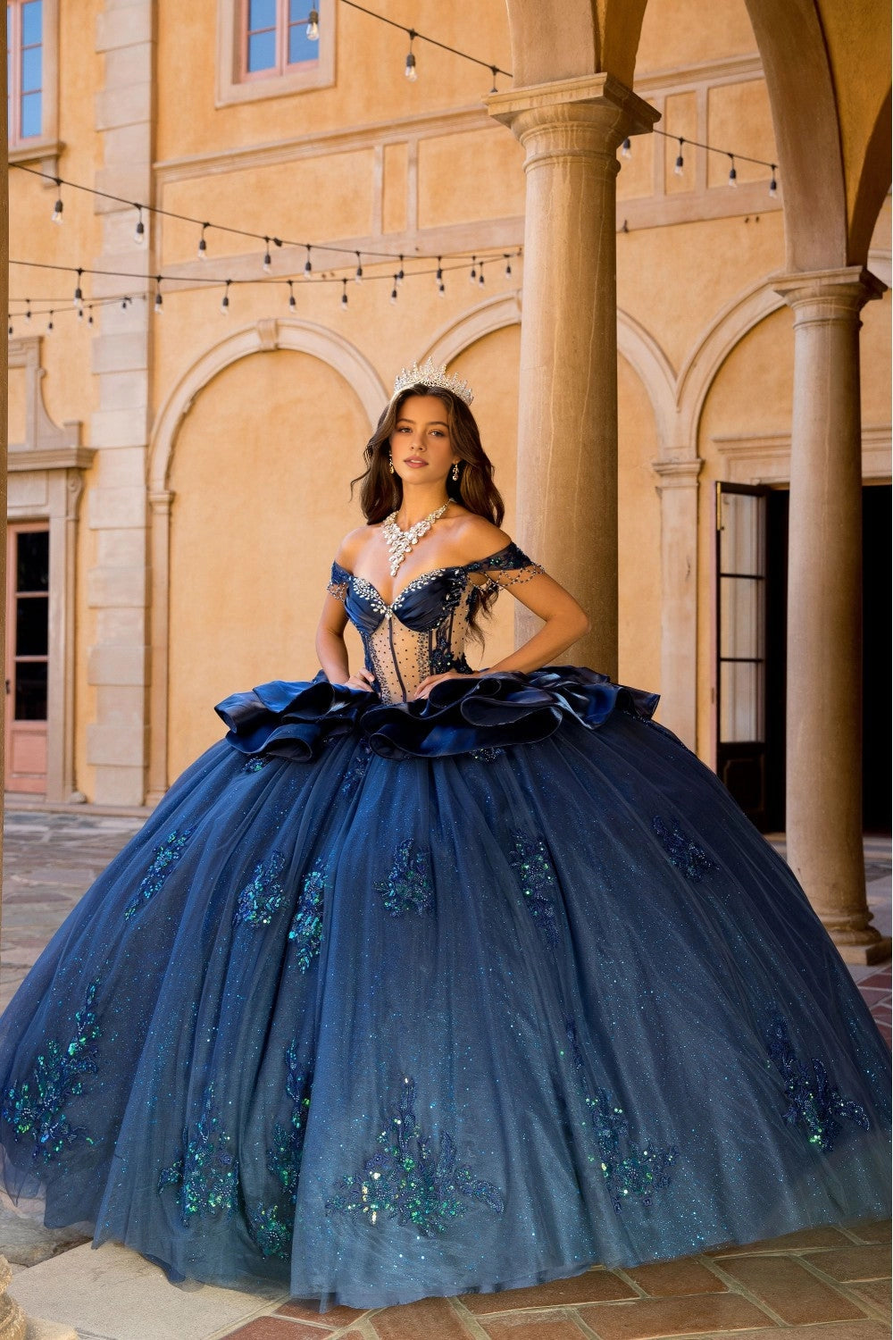 Glamorous Ball Gown Sweetheart Off‑Shoulder Corset Back Chapel Train Quinceanera Dress