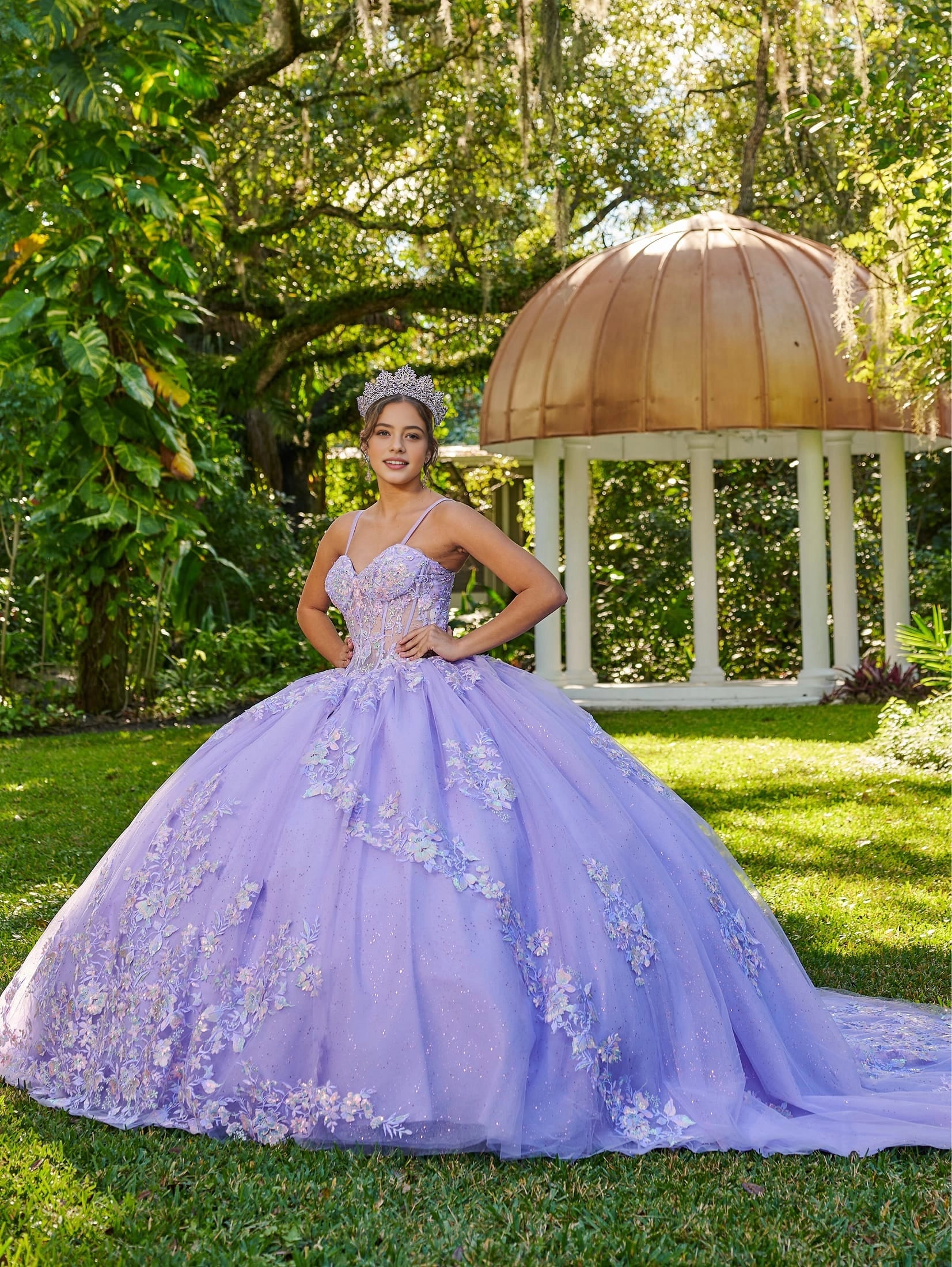 Vibrant Ball Gown Sweetheart Strapless Corset Back Chapel Train Quinceanera Dress