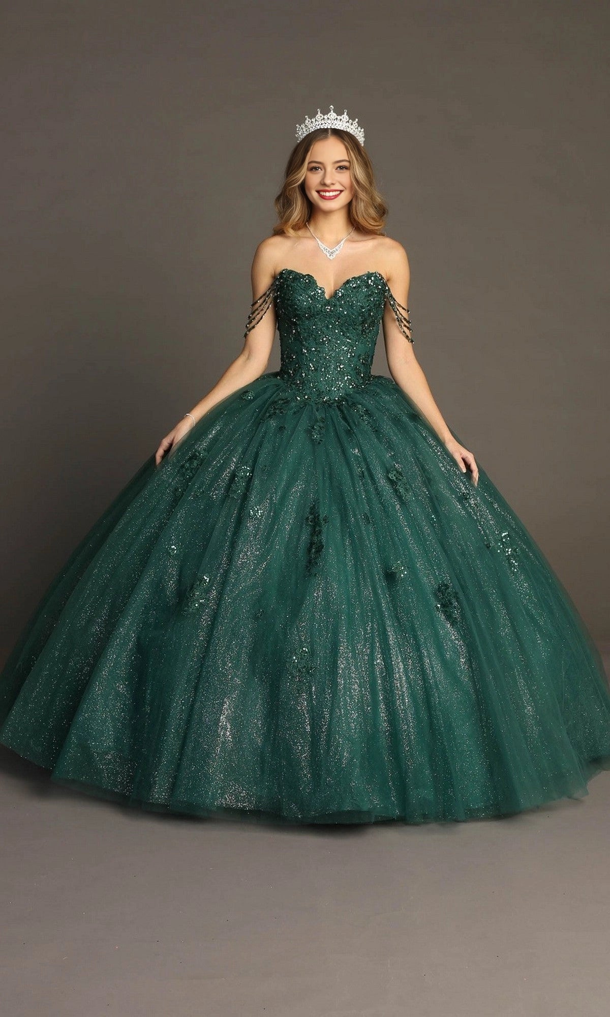 Gorgeous Ball Gown Sweetheart Crystal Strap Lace‑Up Back Floor Length Quinceanera Dress