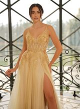 Sweetheart Spaghetti Straps Backless Floor-Length Prom Dresses Ball Gown
