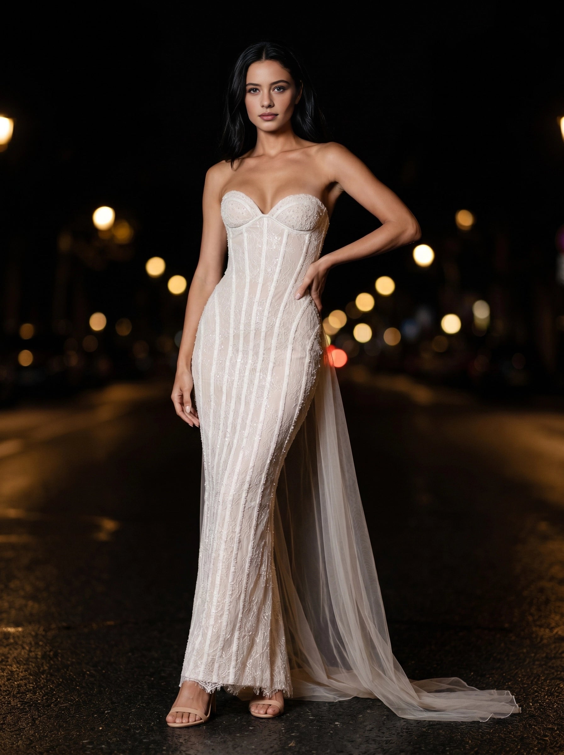 Burgundy Mermaid Strapless Corset‑Lace‑Up‑Back Slit Prom Dress
