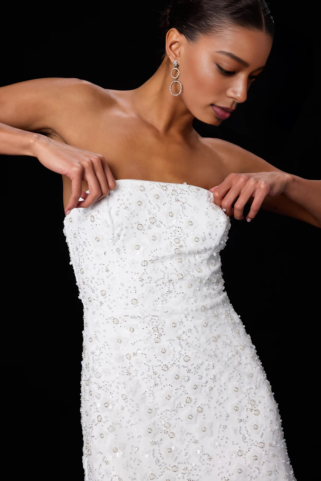 Beaded Sheath Strapless Sleeveless Open Back Mini Homecoming Dress