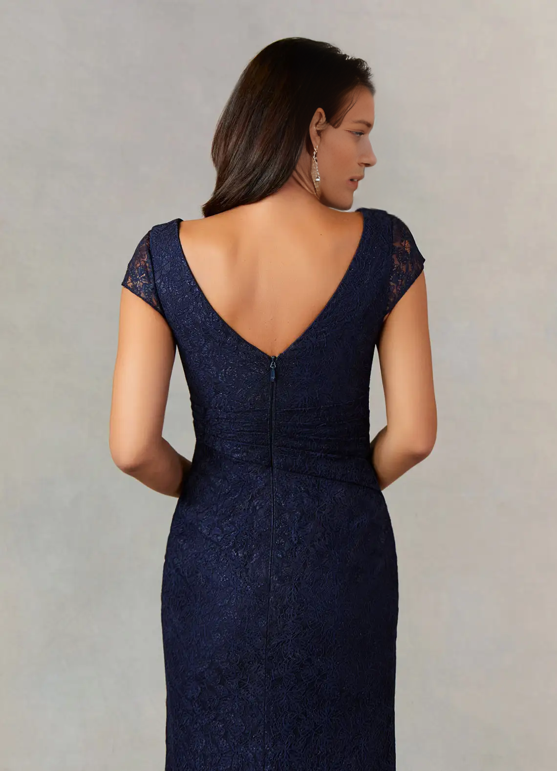 Cap Sleeve Lace Mermaid Evening Gown with High Slit - Formal Mother of the Bride & Wedding Guest Dress