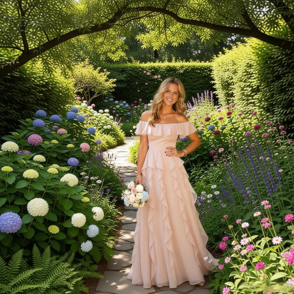 Off-the-Shoulder Ruffled Chiffon Bridesmaid Dress - Floor-Length Formal Evening Gown